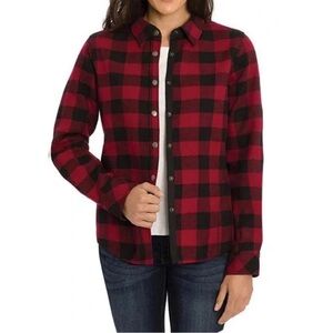 Orvis Fleece Lined Buffalo Plaid Flannel Shirt Jacket Red & Black